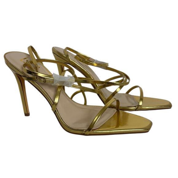 Lulus Sanga Gold Metallic Strappy Stiletto Heel Sandals NEW Size 7.5 - Picture 6 of 10
